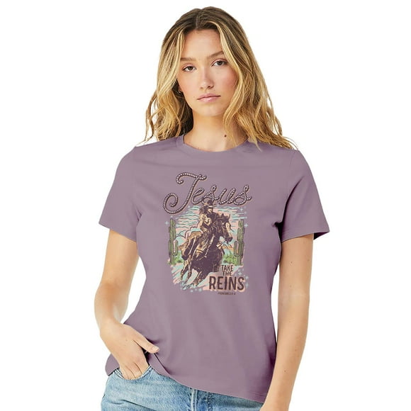 Womens Boyfriend T-Shirt Jesus Take The Reins
