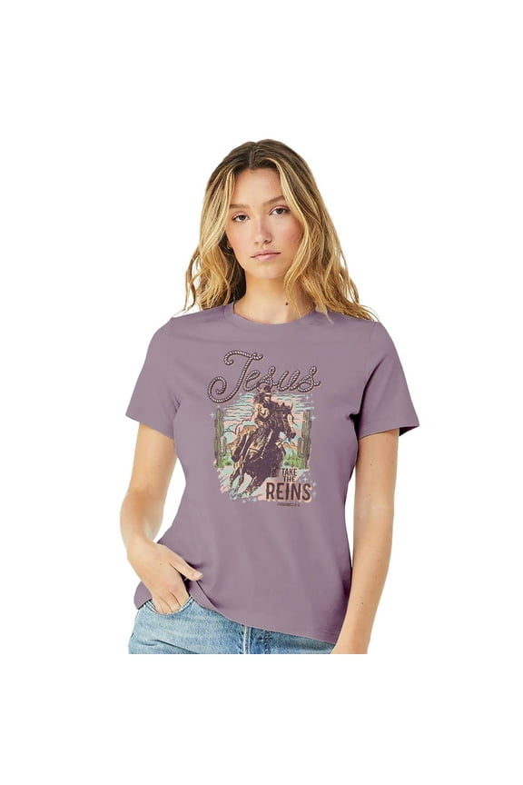 Womens Boyfriend T-Shirt Jesus Take The Reins