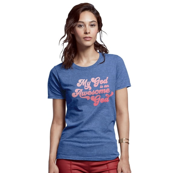 Blessed Girl Womens Boyfriend T-Shirt - My God - Royal Heather - X-Large