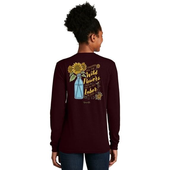 Blessed Girl Womens Long Sleeve T-Shirt Wild Flowers LG