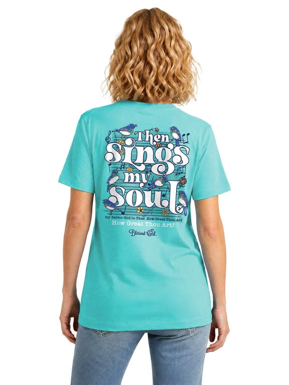 Womens Short Sleeve T-Shirt Bluebirds, Pool, LG