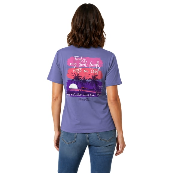 Blessed Girl Womens Short Sleeve T-Shirt Rest In God, Violet, SM