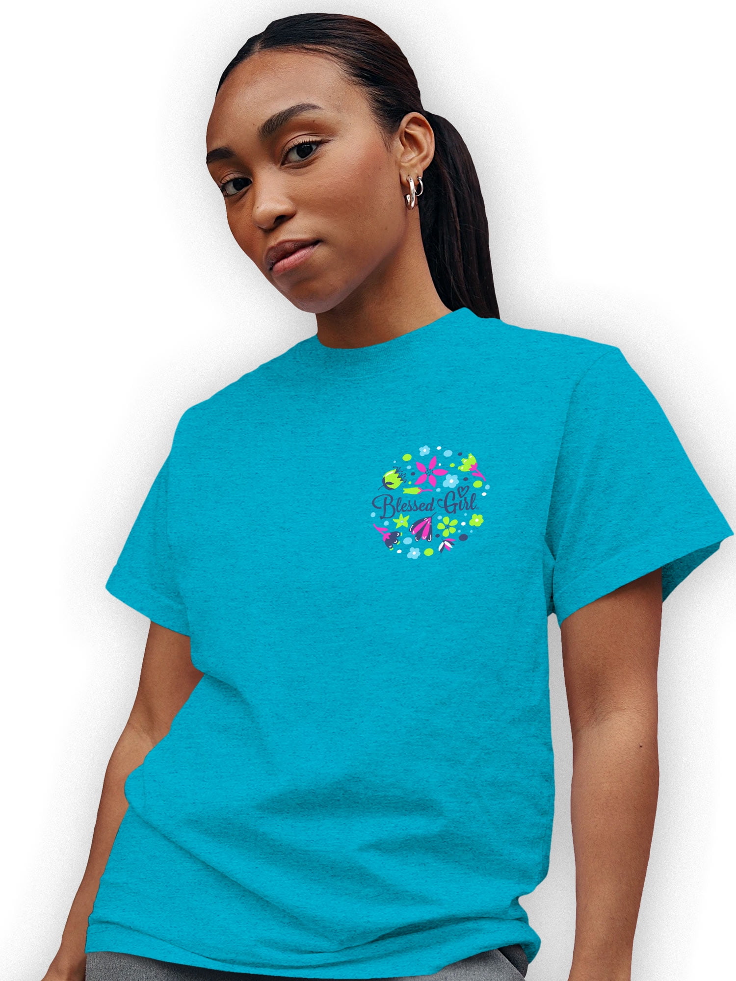 Blessed Girl Womens T-Shirt - Laugh Loud - Turquoise Heather Blessed Girl Womens T-Shirt - Laugh Loud - Turquoise Heather