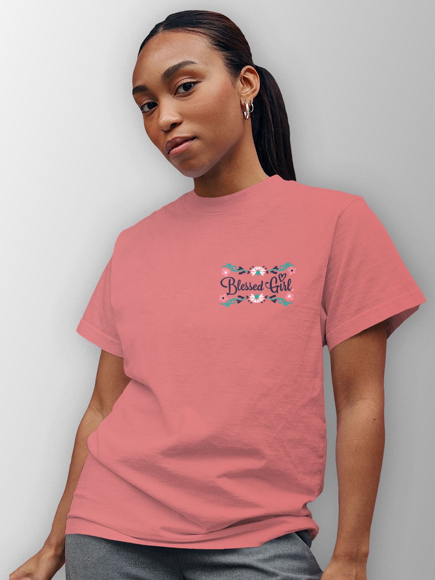 Blessed Girl Womens TShirt Strong Fearless Enough Large