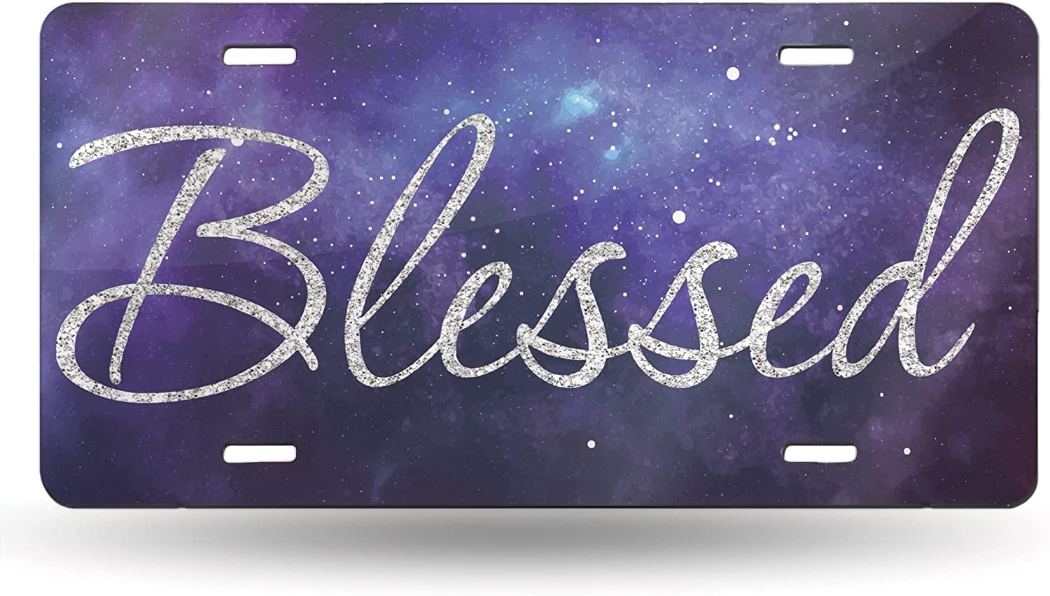 Blessed Glitter Like License Plate,Decorative Car Front License Plate Cover Vanity Tag Metal Car