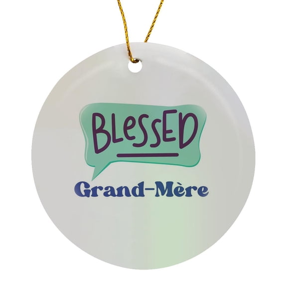 Blessed Grand Mere Grand Parent Merchandise, Circle Porcelain Ornament