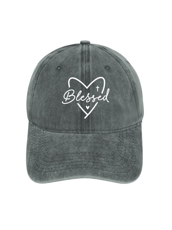 Blessed Gray Baseball Cap for Men Women, Adjustable Snapback Hats Cotton Hat