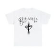 thumbnail image 1 of Blessed , Hand drawn font, Heart & Cross, Christian Art on a Unisex Shirt., 1 of 4