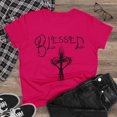 thumbnail image 1 of Blessed ,Hand drawn font, Heart Cross, Christian Art on a Women's Shirt., 1 of 4