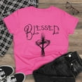 thumbnail image 1 of Blessed ,Hand drawn font, Heart Cross, Christian Art on a Women's Shirt., 1 of 4