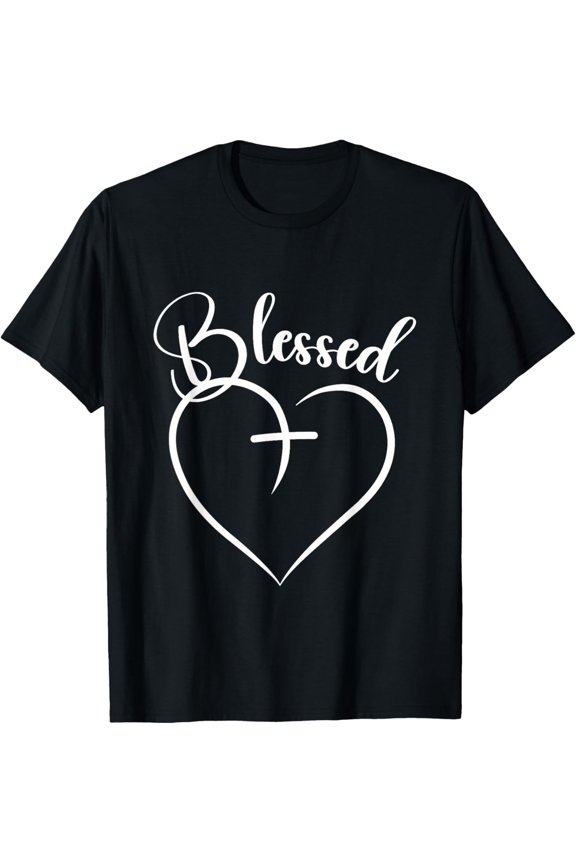 Blessed Heart Cross Jesus Has My Back Faith Christian T-Shirt