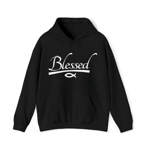 Blessed Heavy Blend Hoodie Sweatshirt - Monochrome White