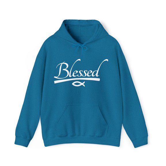 Blessed Heavy Blend Hoodie Sweatshirt - Monochrome White