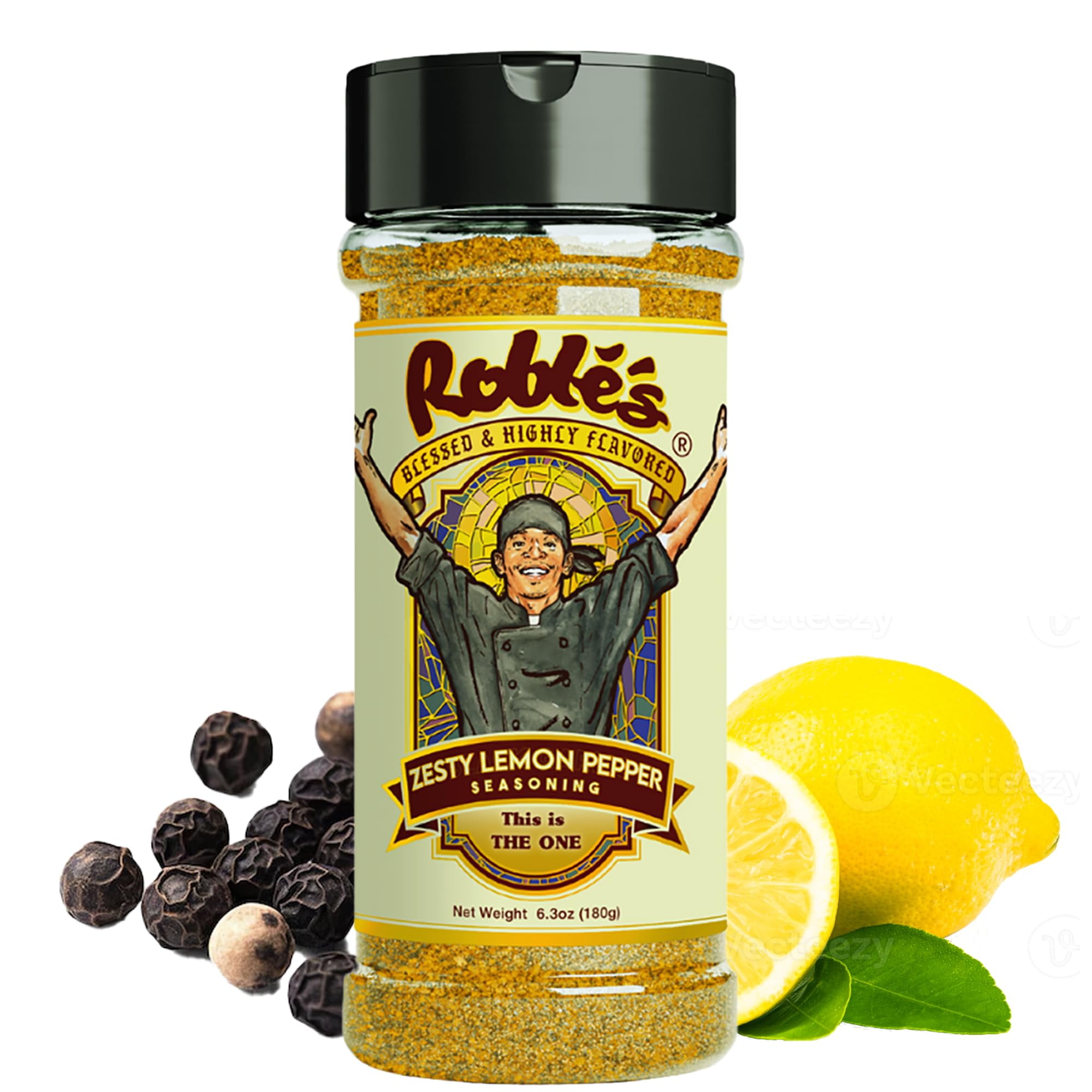 Blessed and HighlyITSCFlavored Lemon Pepper Seasoning by Chef Robl, Gluten-Free, Low Sodium Mix, Zesty Blend, Natural Spice Blend for Grilling, Vegetables, Salad, Pizza, Pasta
