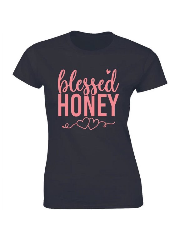 Blessed Honey Heart Christian Bee Graphic Gift Design Style Womens T-Shirt