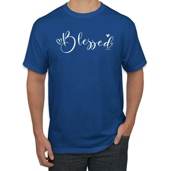 Blessed Inspirational Quote Heart Love Inspirational/Christian Men's Graphic T-Shirt, Royal, Small