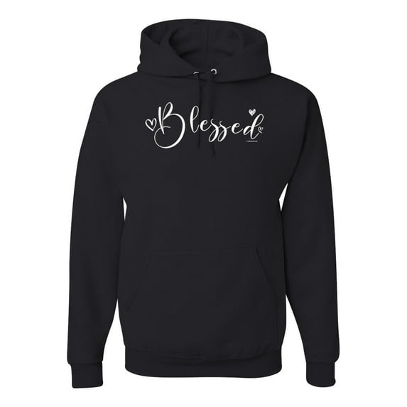 Blessed Inspirational Quote Heart Love Inspirational/Christian Unisex Graphic Hoodie Sweatshirt, Black, Large