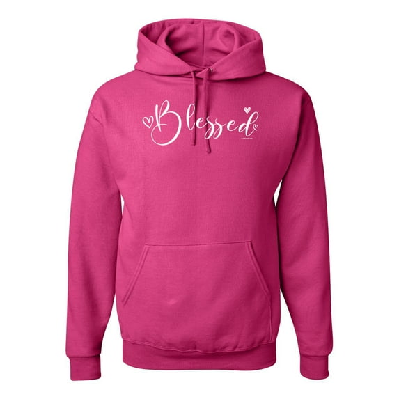 Blessed Inspirational Quote Heart Love Inspirational/Christian Unisex Graphic Hoodie Sweatshirt, Fuschia, 3XL