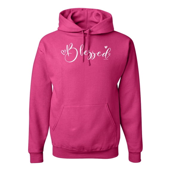 Blessed Inspirational Quote Heart Love Inspirational/Christian Unisex Graphic Hoodie Sweatshirt, Fuschia, Medium