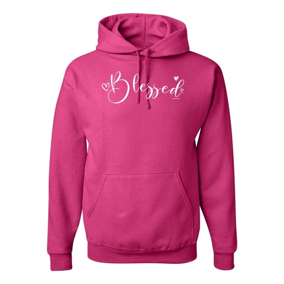 Blessed Inspirational Quote Heart Love Inspirational/Christian Unisex Graphic Hoodie Sweatshirt, Fuschia, X-Large