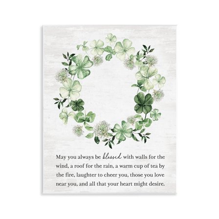Stupell Industries Blessed Irish Clover Wreath Wall Plaque Art, design by Lettered and Lined, 14 x 11