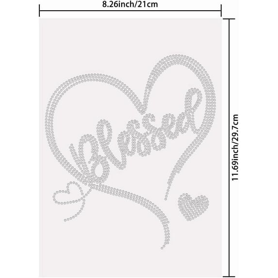 Blessed Iron On Transfers Heart Blessed Heat Transfer Stickers Iron on Patches Stickers Washable Heat Transfer Decals for Girl's T Shirts Clothing Jeans Backpacks DIY Applique Decals