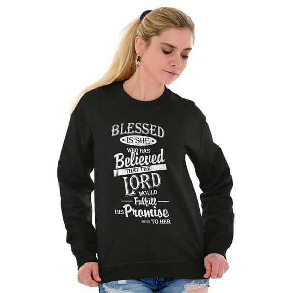 Blessed Is She Bible Quote Scripture Women Crewneck Sweatshirt Brisco Brands M