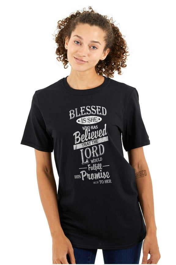 Blessed Is She Bible Quote Scripture Women's Graphic T Shirt Tees Brisco Brands L