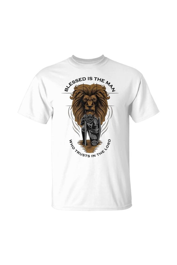 Blessed Is The Man Jesus Lord God Christian Faith Verse Lion TShirt