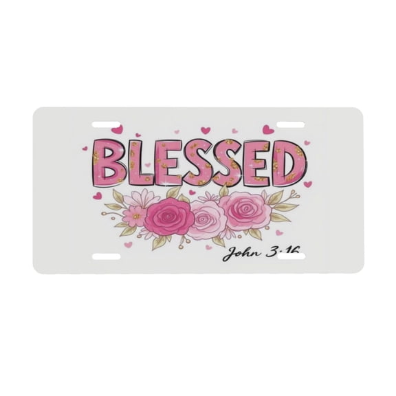 Blessed John License Plate, Car Front License Plates With 4 Holes 6 * 12 Inches