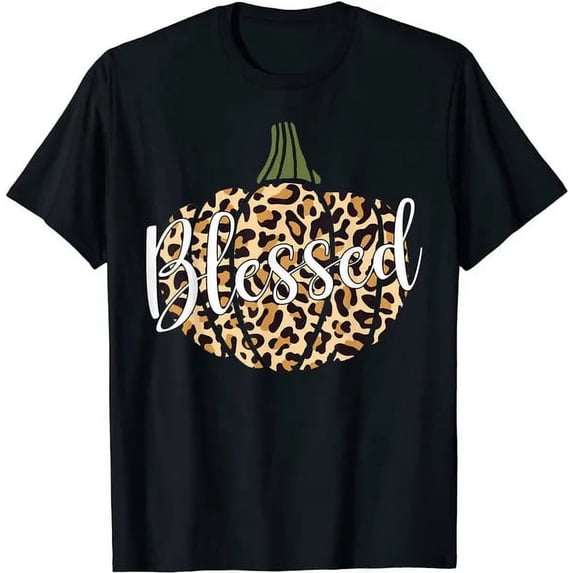 Blessed Leopard Pumpkin Woman Thanksgiving Gift Mother Mama T-Shirt