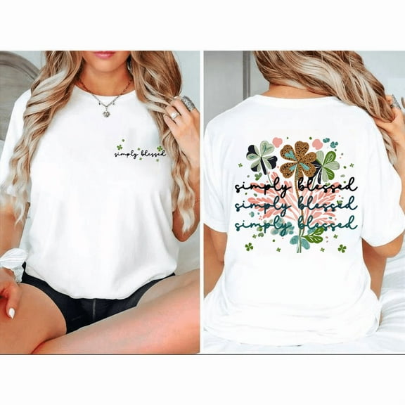 Blessed Life Tee Flower Design Soft Short Sleeve Round Neck Cotton Comfort Fit Colors White Sizes S-5XL