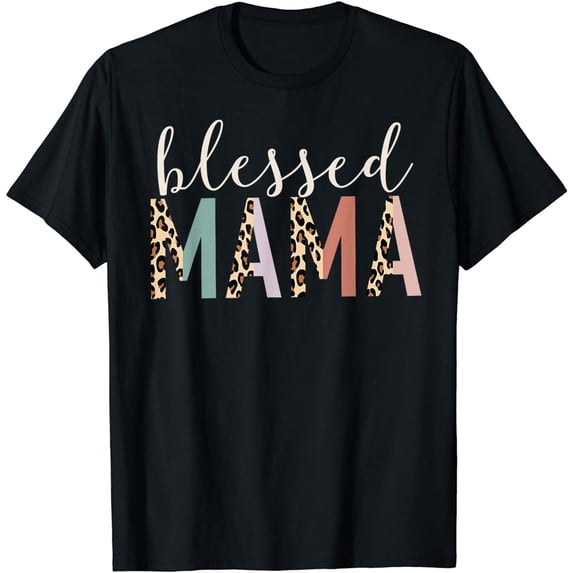 Blessed Mama Cute Leopard Print T-Shirt