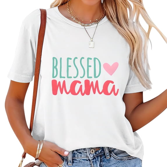 Blessed Mama Fashionable Women's Short Sleeve T-Shirt with Graphic Design - Comfortable and Trendy Summer Top for Women