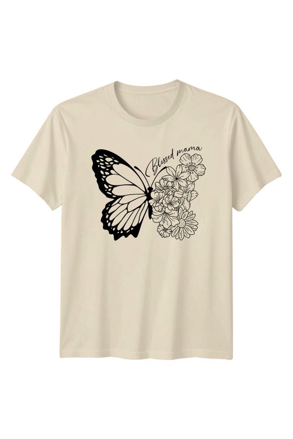 Blessed Mama Floral Butterfly T-Shirt, Mothers Day For Mom All Size S-5XL