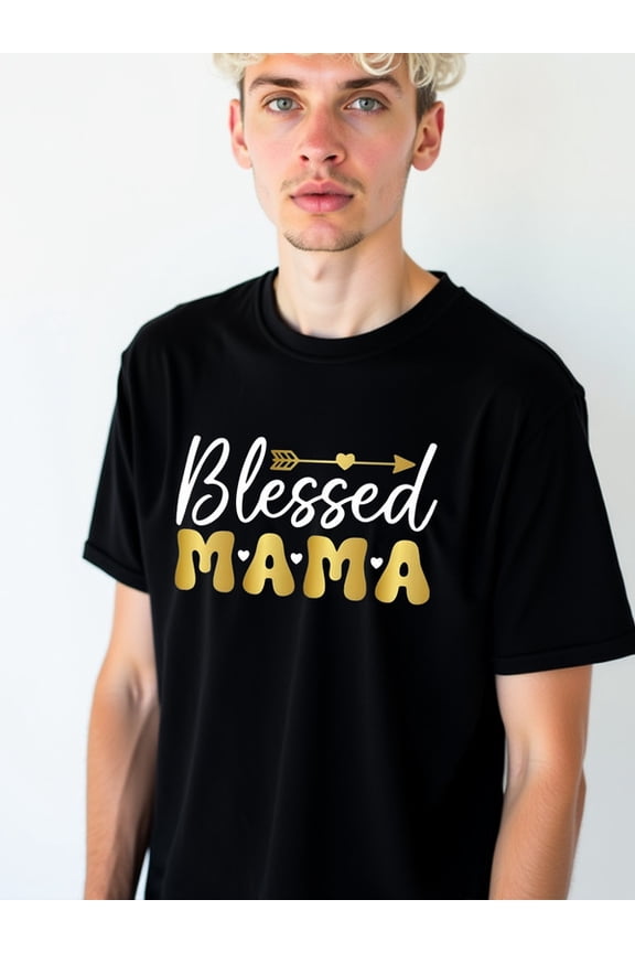 Blessed Mama Gold Arrow Tee Men's round neck T-shirt black summer graphic Cool shirts, Funny shirts, t shirt Original Unisex Shirt Graphic tshirts