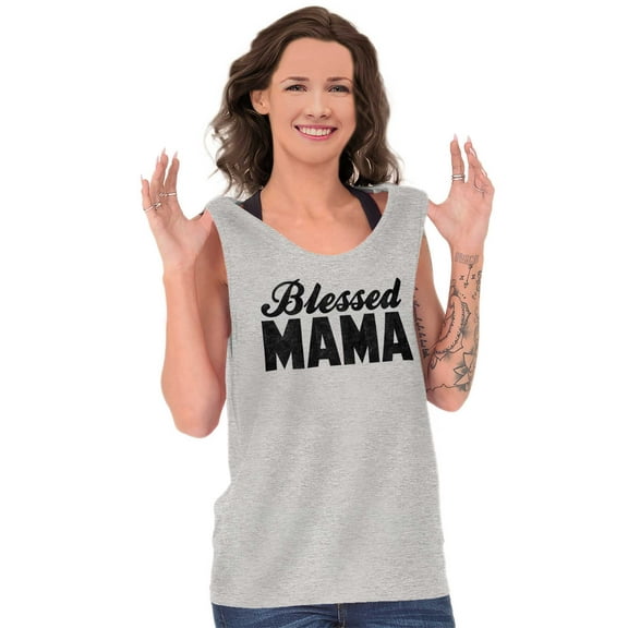 Blessed Mama Grateful Thankful Mother Tank Top Tee Shirt Women Brisco Brands S