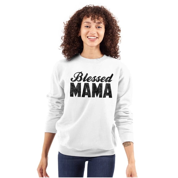 Blessed Mama Grateful Thankful Mother Women Crewneck Sweatshirt Brisco Brands S