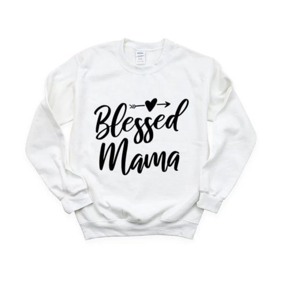 Blessed Mama Simple Heartfelt Message Mother Love Cute Sweet Mom Life Simple Text Sweatshirt, for men & women, up to size 5XL