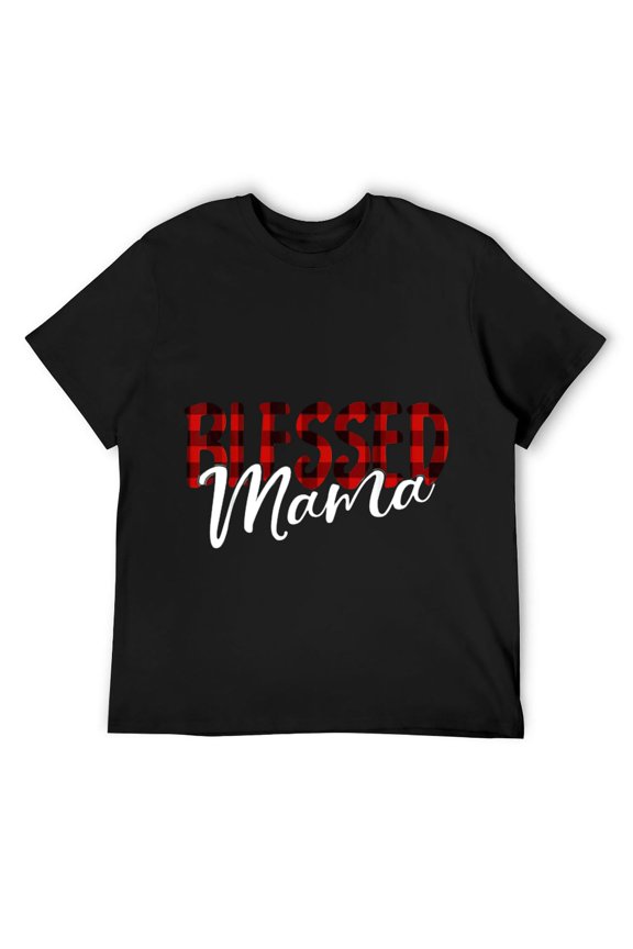 Blessed Mama Woman Buffalo Plaid Thanksgiving Gift Mother T-Shirt Black