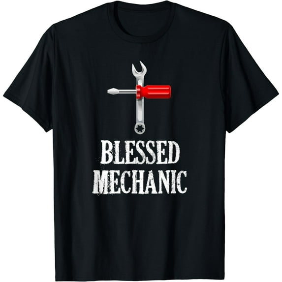 Blessed Mechanic Garage Tool Husband Christian Gift T-Shirt