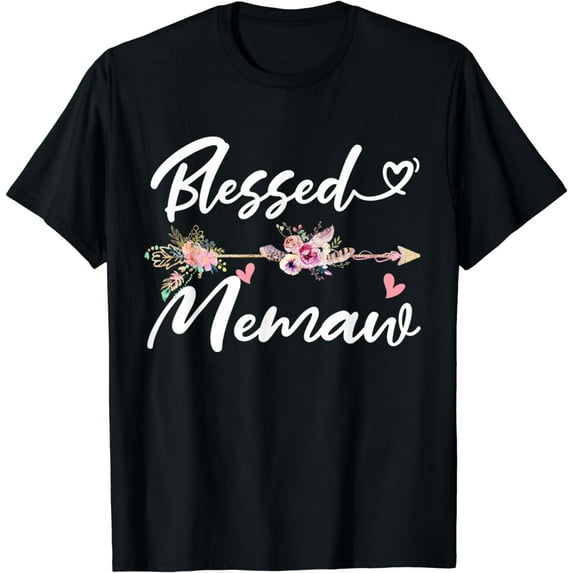 Blessed Memaw Shirt Funny Greatful Flower Family Grandma T-Shirt