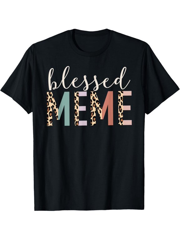 Blessed Meme Cute Leopard Print T-ShirtMen and women, Black T-shirt, size: Extra large S-4XL