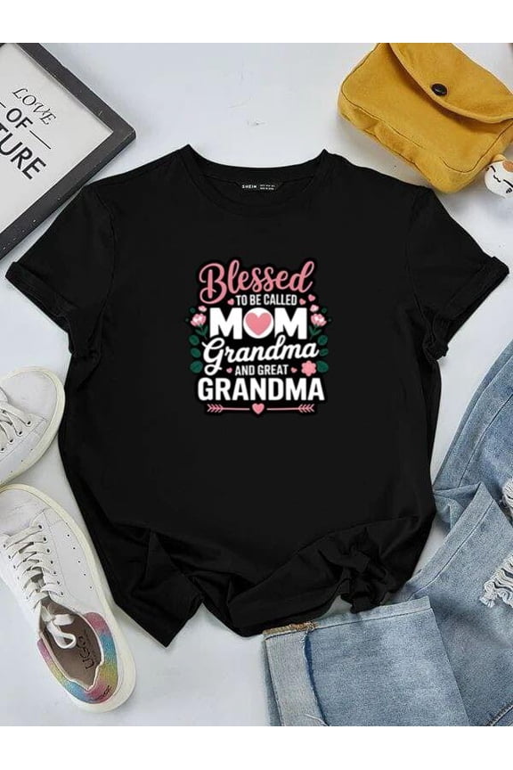 Blessed Mom And Grandma Generations of Love Family Graphic Quote Unisex tee V50191, for men & women, up to size 5XL