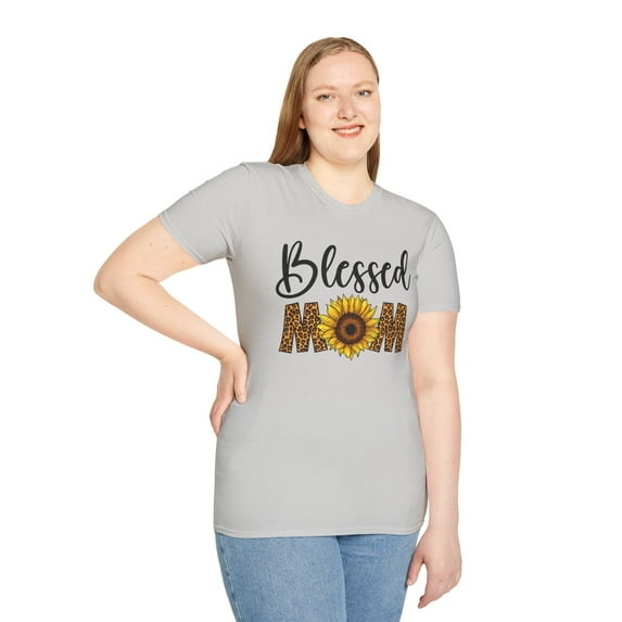 Blessed Mom, Gildan Unisex Softstyle T-Shirt, Sunflower Graphic Tee, S-3XL