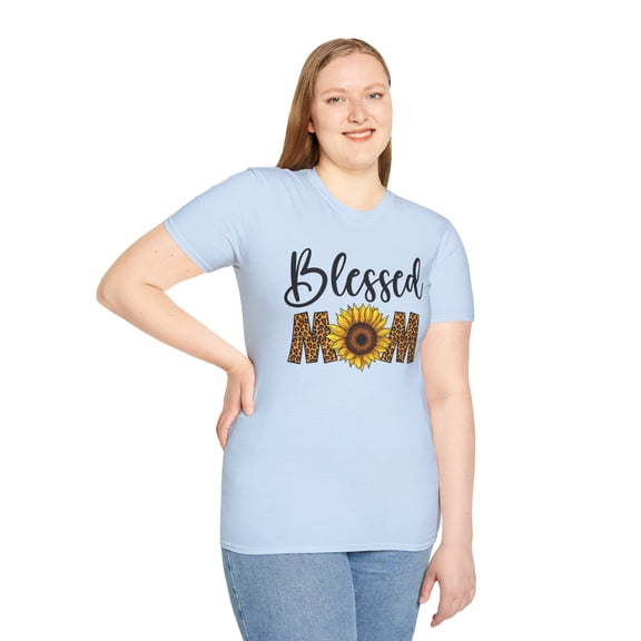 Blessed Mom, Gildan Unisex Softstyle T-Shirt, Sunflower Graphic Tee, S-3XL
