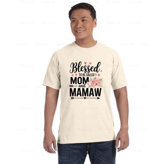 Blessed Mom and Mamaw Comfort Coler T-Shirt with Floral Gift Style, Unisex, up to size 4XL