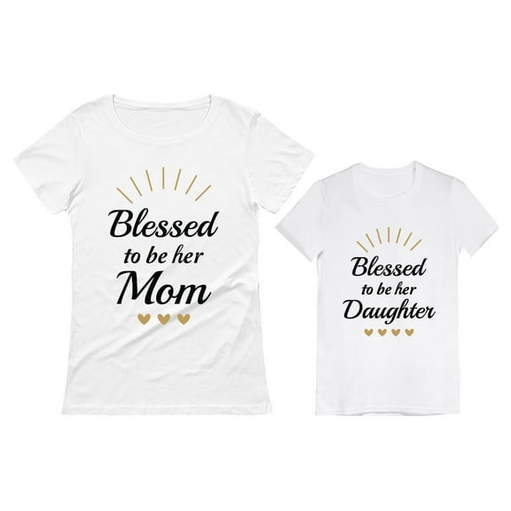 Blessed Mommy and Me Outfits Mother Daughter Matching Shirts Mothers Day Set Mom White Small / Daughter White 2T