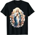 thumbnail image 1 of Blessed Mother Mary Mother of Jesus Roses Our Lady Catholic T-Shirt, 1 of 3