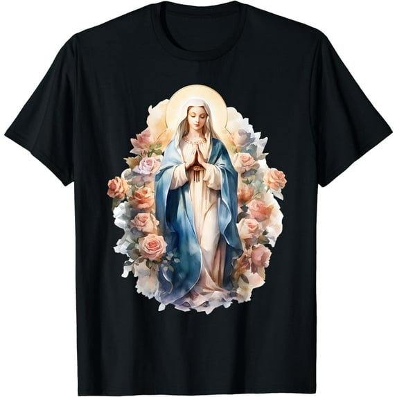 Blessed Mother Mary Mother of Jesus Roses Our Lady Catholic T-Shirt
